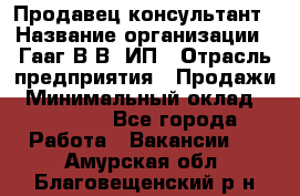 Продавец-консультант › Название организации ­ Гааг В.В, ИП › Отрасль предприятия ­ Продажи › Минимальный оклад ­ 15 000 - Все города Работа » Вакансии   . Амурская обл.,Благовещенский р-н